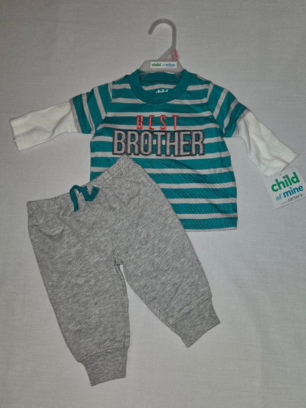 Child of Mine Carter’s Baby Boy Best Brother 2 Piece Outfit Set 3-6M